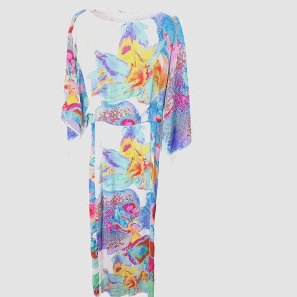 ASOS Watercolor Open Back Maxi Dress